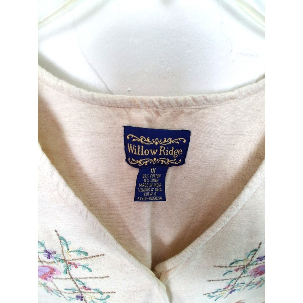 Willow Ridge Vintage Vest Embroidered Flowers And Butterflies Size 1X Cottage - Picture 4 of 8